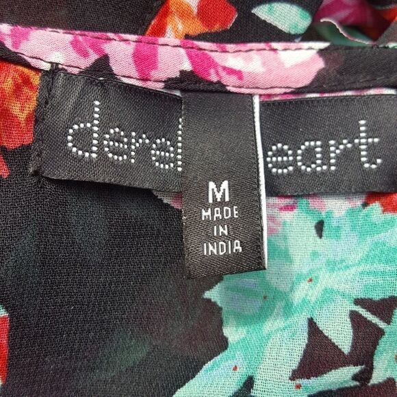 Derek Heart Woman's Floral Black Pullover Sheer Blouse Coverup Top sz Med - Picture 7 of 12